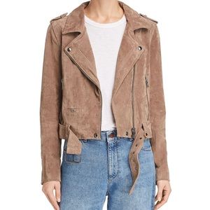 Blank NYC Suede Moto Jacket in French Taupe, Size Medium